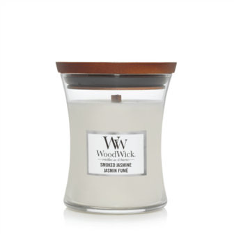 Woodwick kaars medium Smoked Jasmine